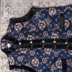 Vintage Navy Blue Dragon Medallion Chinese Quilted Vest by Vintage